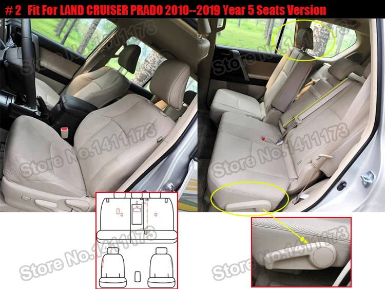 Чехол для сидений автомобиля для Toyota Land Cruiser Prado, чехлы для сидений автомобиля, черные чехлы для защиты сидений автомобиля, набор для автостайлинга