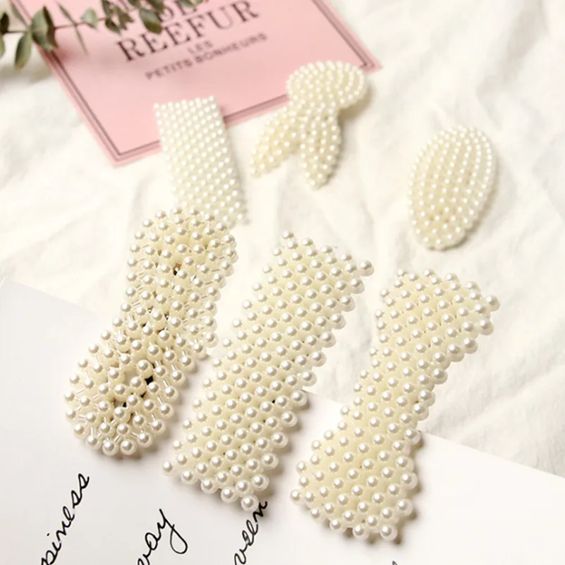 

Fashion Handmade Pearl Hair Clip for Women Elegant Korean Design Snap Barrette Stick Hairpin Hair Styling Accessories Nice Gifts