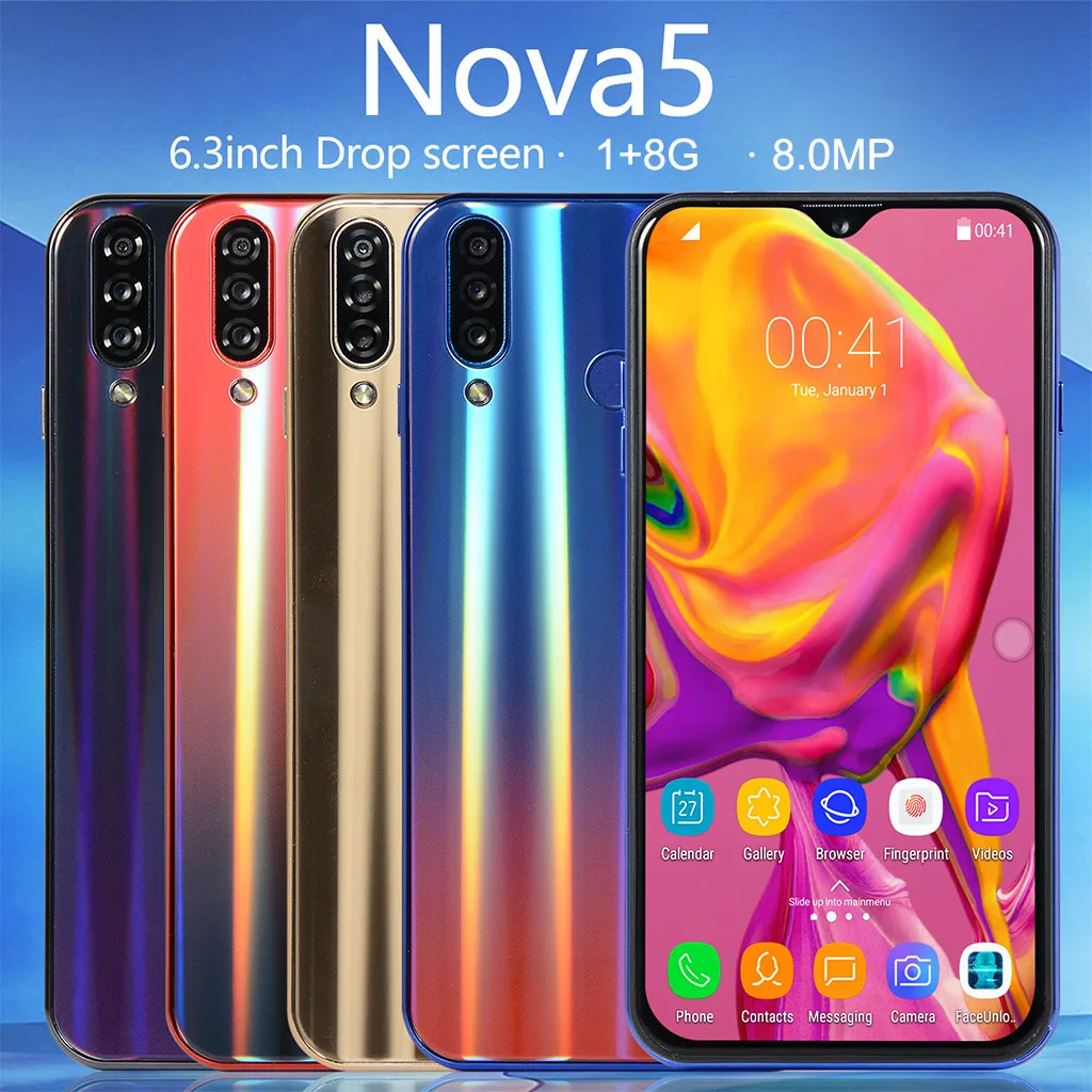 Горячее предложение Новинка Nova 5 восемь ядер 6,3 дюймов дропшиппинг экран Android лицо/отпечаток пальца 3g gps смартфон покупка