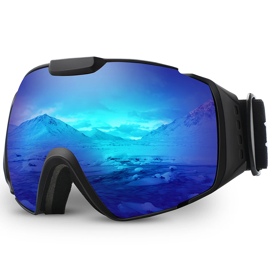 Ski Goggles Polycarbonate Anti-Fog Double Layer Spherical Lens Glass OTG Eyewear 