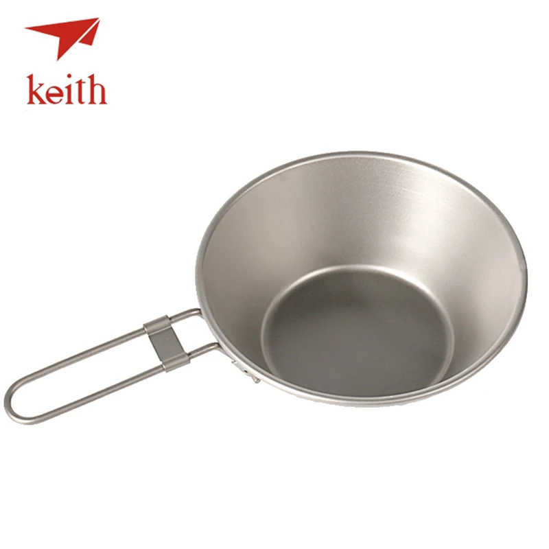 Keith titanio puro tazón mango plegable camping Utensilios de cocina Vajilla cubiertos picnic cocina Boles y cuencos recorrido al aire libre senderismo Utensilios