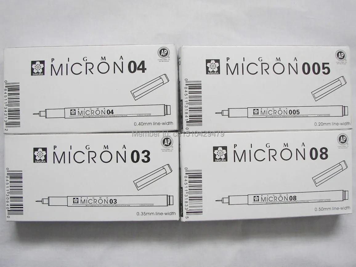 12 шт./кор. Sakura Pigma Micron ручка-перо для рисования 005/0,2 мм