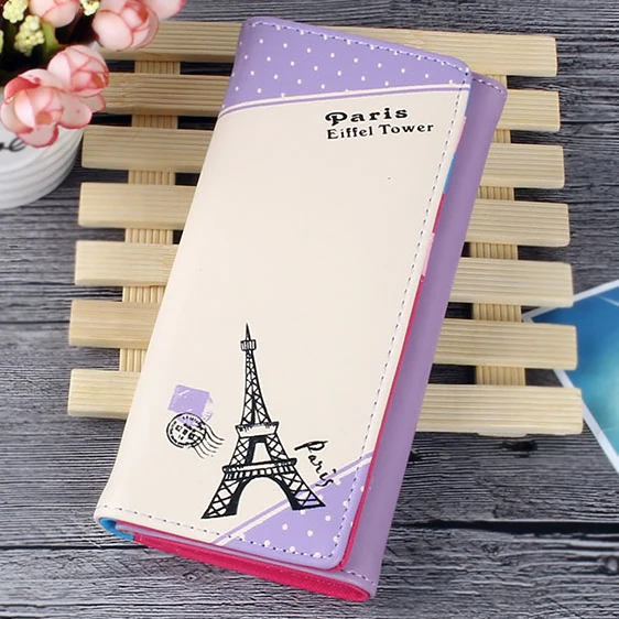 

Paris Tower Women Wallets Long Lady Purses Coin Purse Pocket Cards Holder Girls Wallet PU Leather Cluth Moneybag Burse Clips Bag