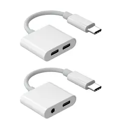 2в1 Быстрая зарядка гарнитура адаптер тип-USB-C мм 3,5 мм цифровой аудио кабель конвертер для iPad Pro google, HTC huawei Essential Mack