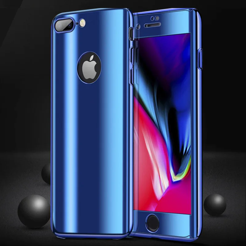 Полностью защищающий чехол для Apple iPhone X 7plus 8 Plus зеркальный тонкий с покрытием на