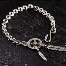 Lengkea ювелирные изделия мужские браслеты 925 Серебряный браслет индивидуальность орел перо Модель крутые Мужские украшения Шарм браслет бойфренд подарок