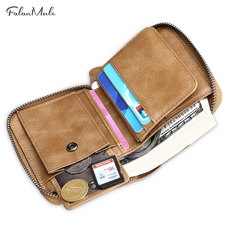 

FALAN MULE Wallet Small Coin Purse Short Men Wallets Genuine Leather Men Purse Wallet Brand Purse Vintage Men Leather Wallet