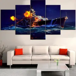 HD печатные картины 5 шт. World Of Warships Картины военный корабль плакат дома для современной декоративные Спальня стены Книги по искусству рамки