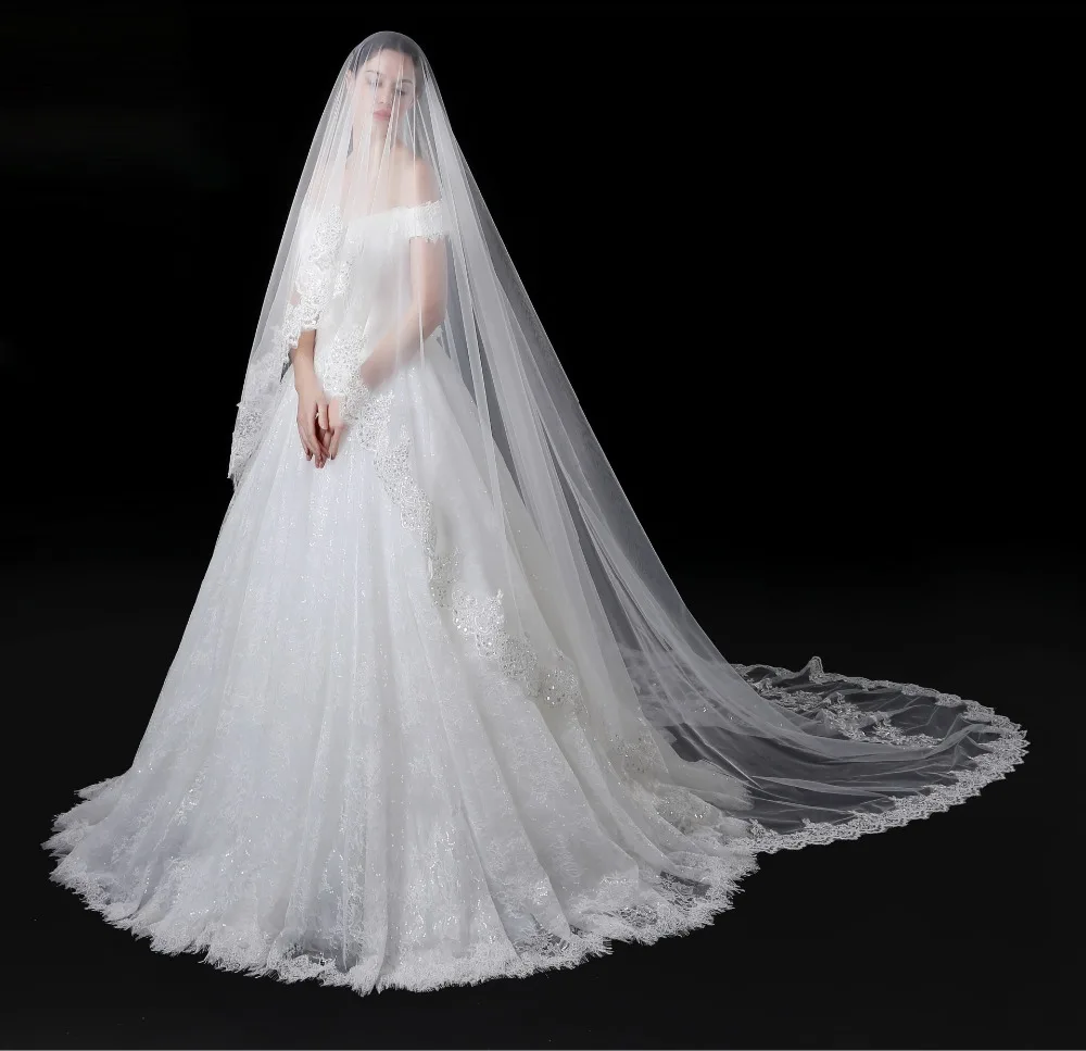 Dhl Royal 500 300cm 1 Layer Lace Cathedral Wedding Veils Ivory Dhl Royal 500 300cm 1 Layer Lace Cathedral Wedding Veils Ivory Bridal Accessories Jewerly 007 In Hair From Women S Clothing