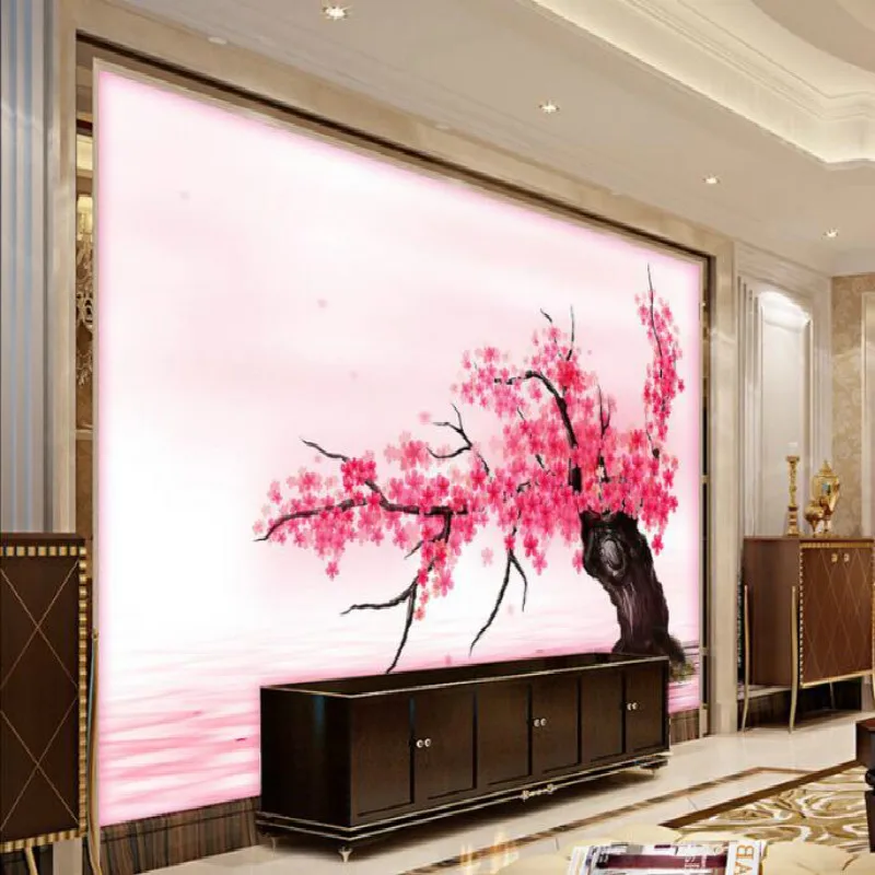 Avoir Images Rose Romantique Sakura Reflexion Grand Papier Peint Mural Salon le plus cool salutations