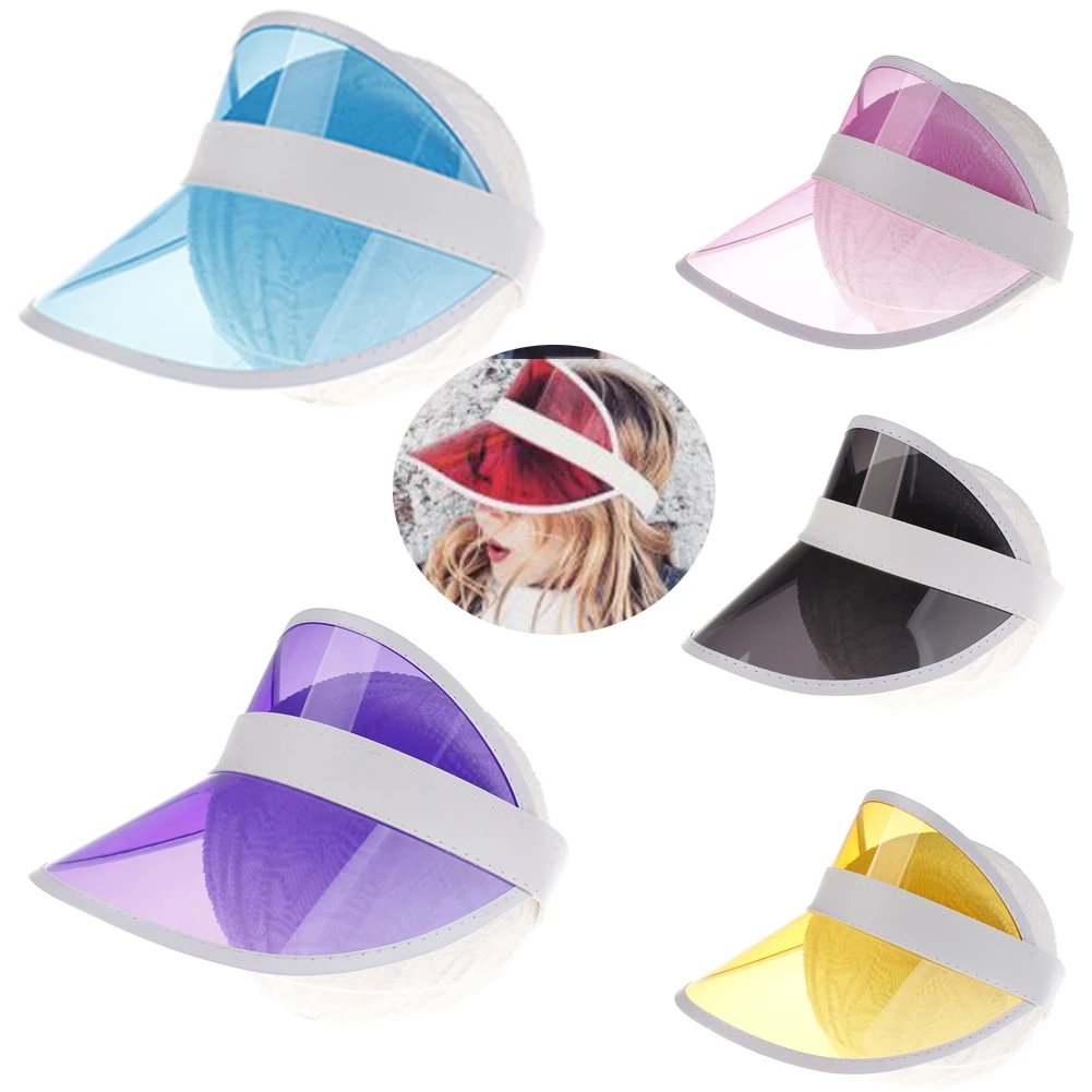 Little Girls Kids Summer Sun Hat Visor Party Casual Hats Clear Plastic PVC Kid Sunscreen Cap Accesorries