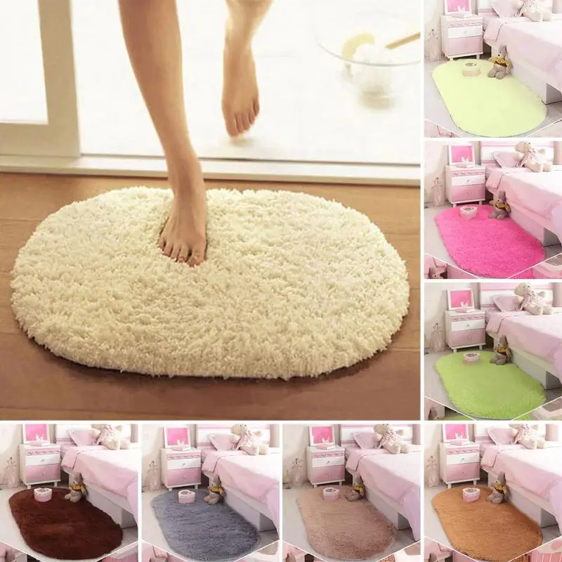 New Design 40*60CM Plush Rug Mat Magic Slip Resistant Pad Bedroom Oval