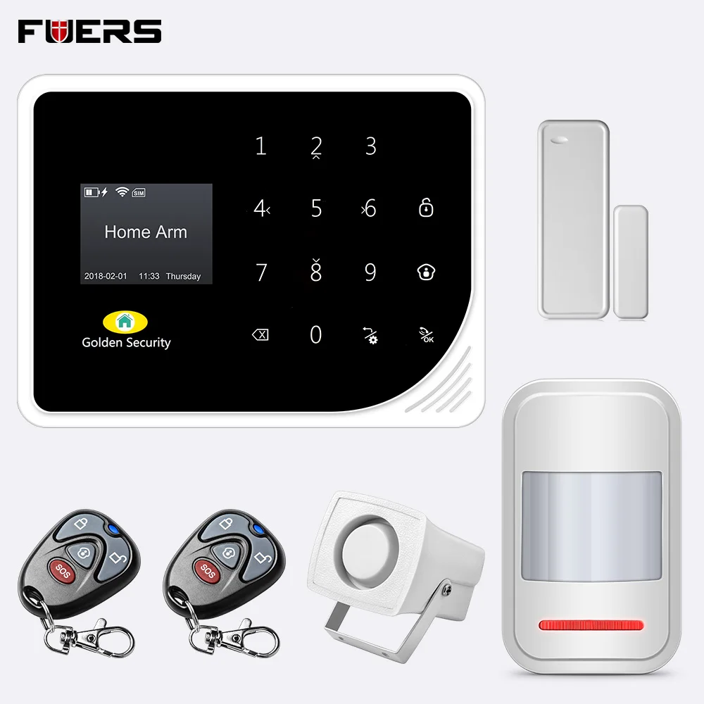 

FUERS S5 Language Switch 1080P WiFi IP Camera APP Remote Control Timing Arm Disarm Call Push Wireless WiFi GSM Home Alarm System