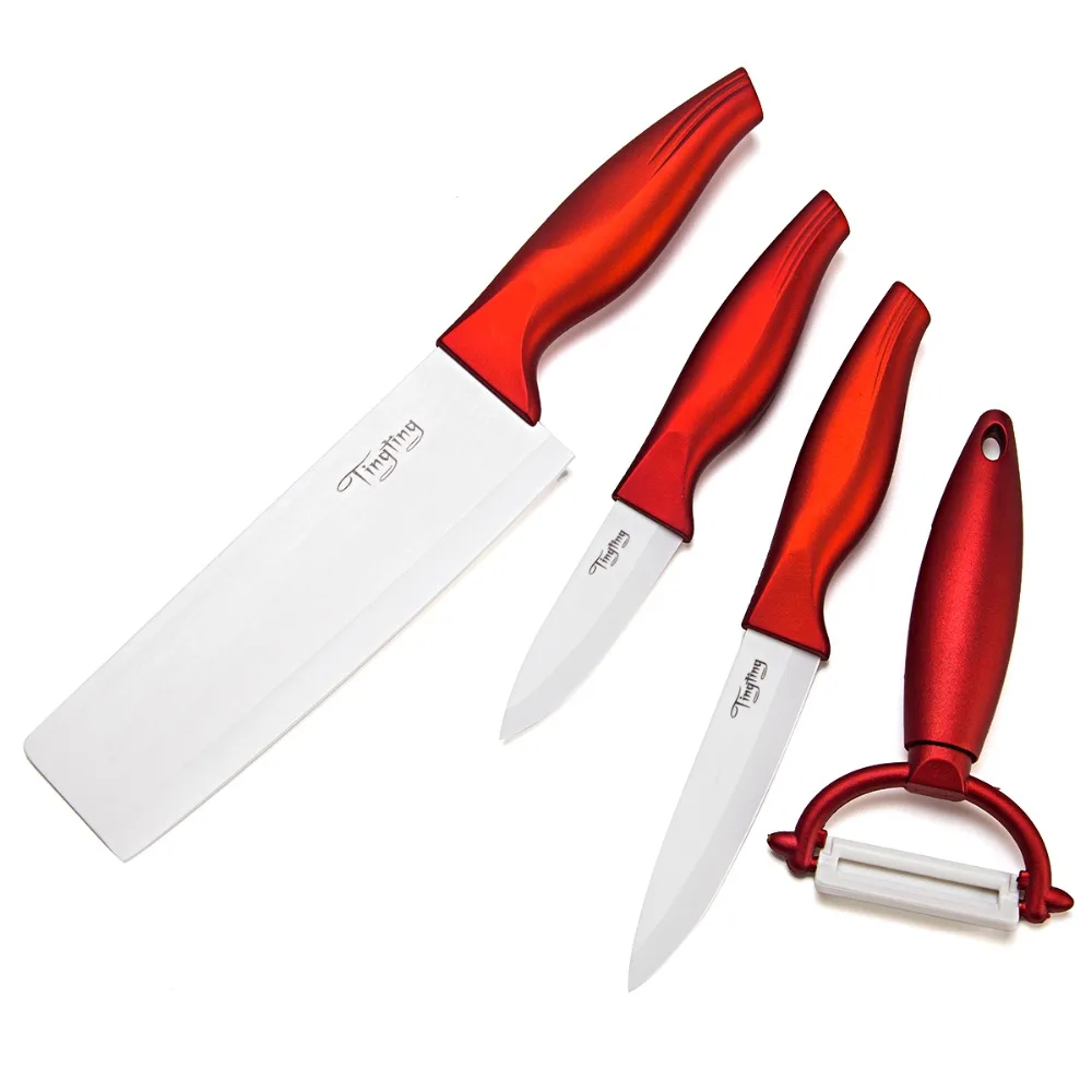TINGTING ceramic knife set 3 inch paring 4 inch utility 6" Vegetable