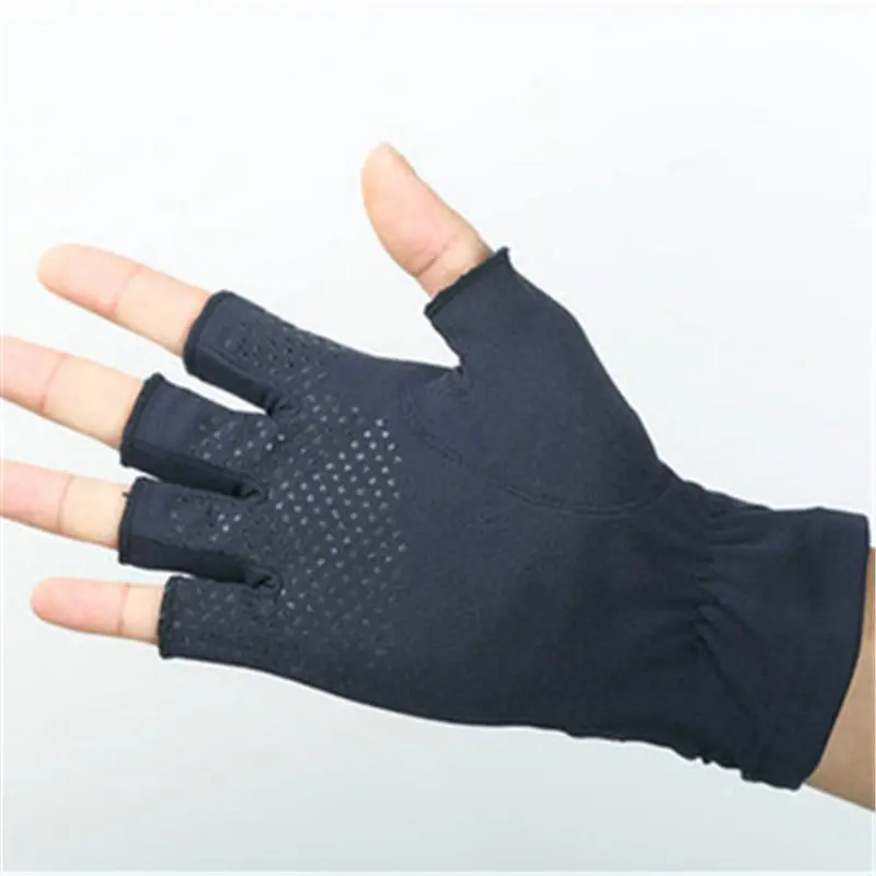 Противоскользящие перчатки с полупальцами унисекс, летние дышащие впитывающие пот перчатки с защитой от солнца, мужские и женские варежки SZ005W - Цвет: Тёмно-синий