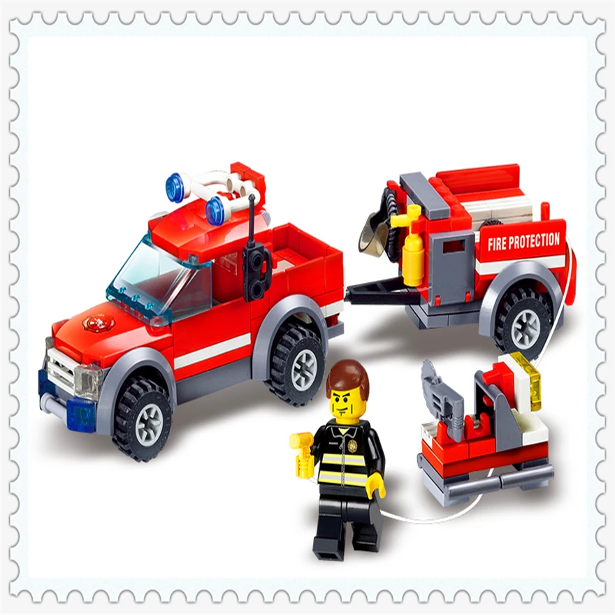 

143Pcs Firefighting Crew Truck Model Building Block Toys KAZI 8055 DIY Figure Brinquedos Gift For Children Compatible Legoe