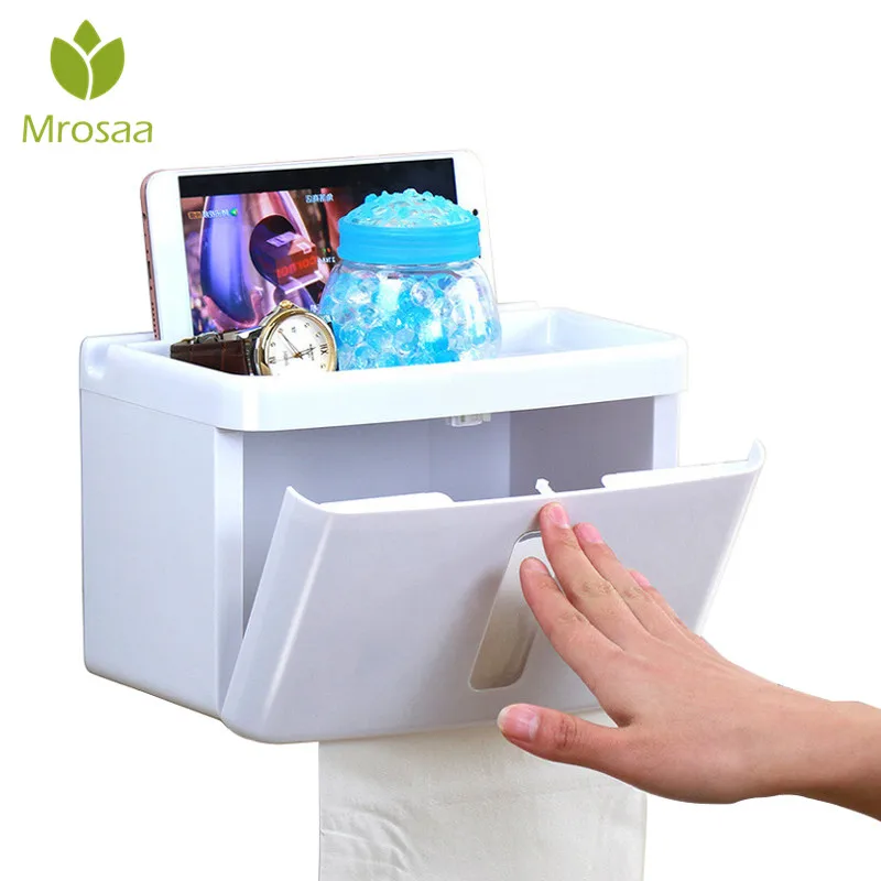 Mrosaa Multi function Paper Holder Wall Mounted Tissue Box Square