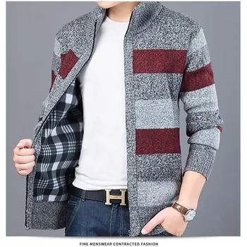 

2019 Thick New Fashion Men Sweater For Mens Cardigan Slim Fit Jumpers Knitwear Warm Autumn Korean Style Casual Clothing Male