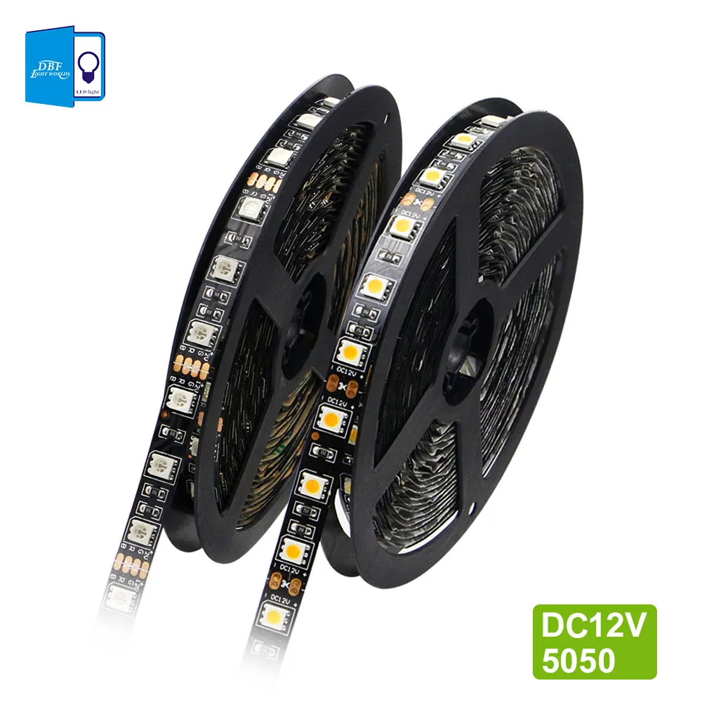 

[DBF]5M RGB Led Strip Light Black PCB 5050 DC12V 60Leds/M Fiexble Light Led Ribbon Tape Home Decoration Lamp White/Warm White