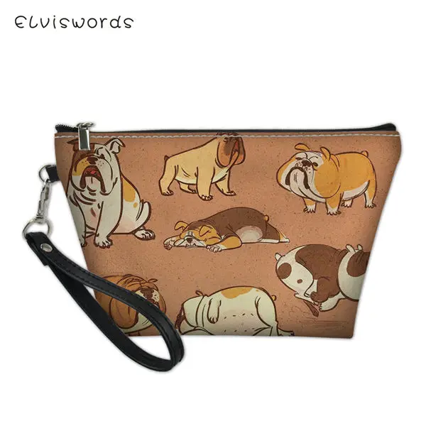 CDWX2325Z8 ELVISWORDS косметичка бульдог шаблон функциональный мультфильм для женщин кожаный дорожный макияж первой необходимости модная сумочка туалетный набор - Цвет: CDWX2325Z8