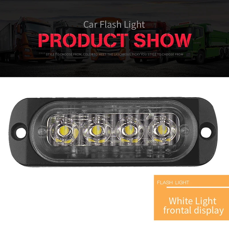 

4 LED Car Flash Truck Emergency Beacon Light Bar Hazard Strobe Warning Amber white blue red