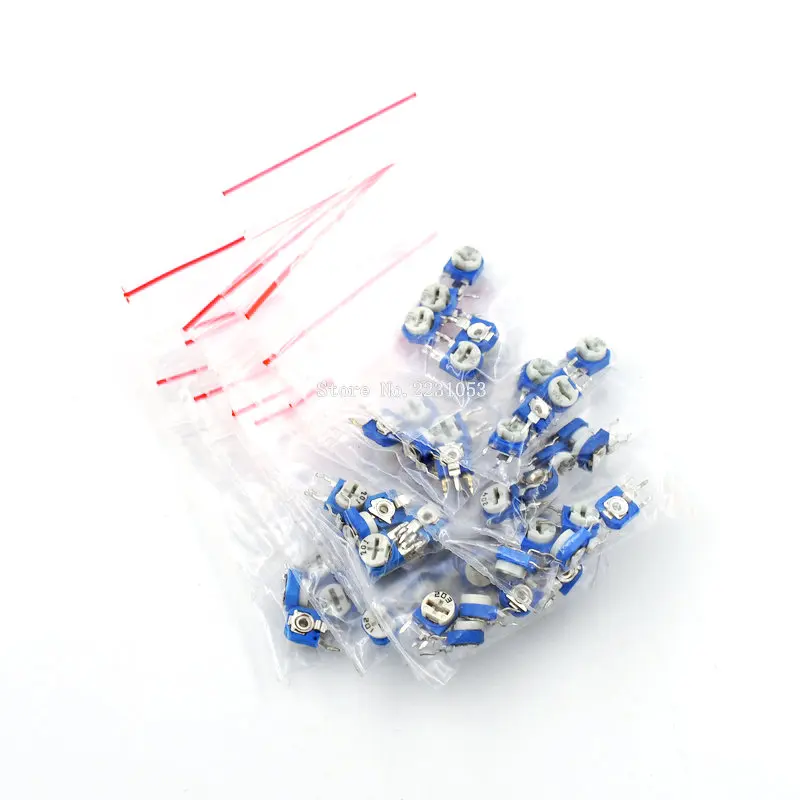 

65PCS/LOT RM063 Vertical Adjustable Potentiometers Kit 100 ohm-1M ohm 13 Kinds *5PCS Multiturn Trimmer Potentiometer Kit WH06-1