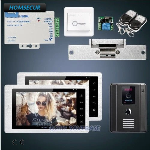 HOMSECUR 7inch Hands-free Video Door Entry Phone Call System with Strike Lock + Power Supply Remote Controller |