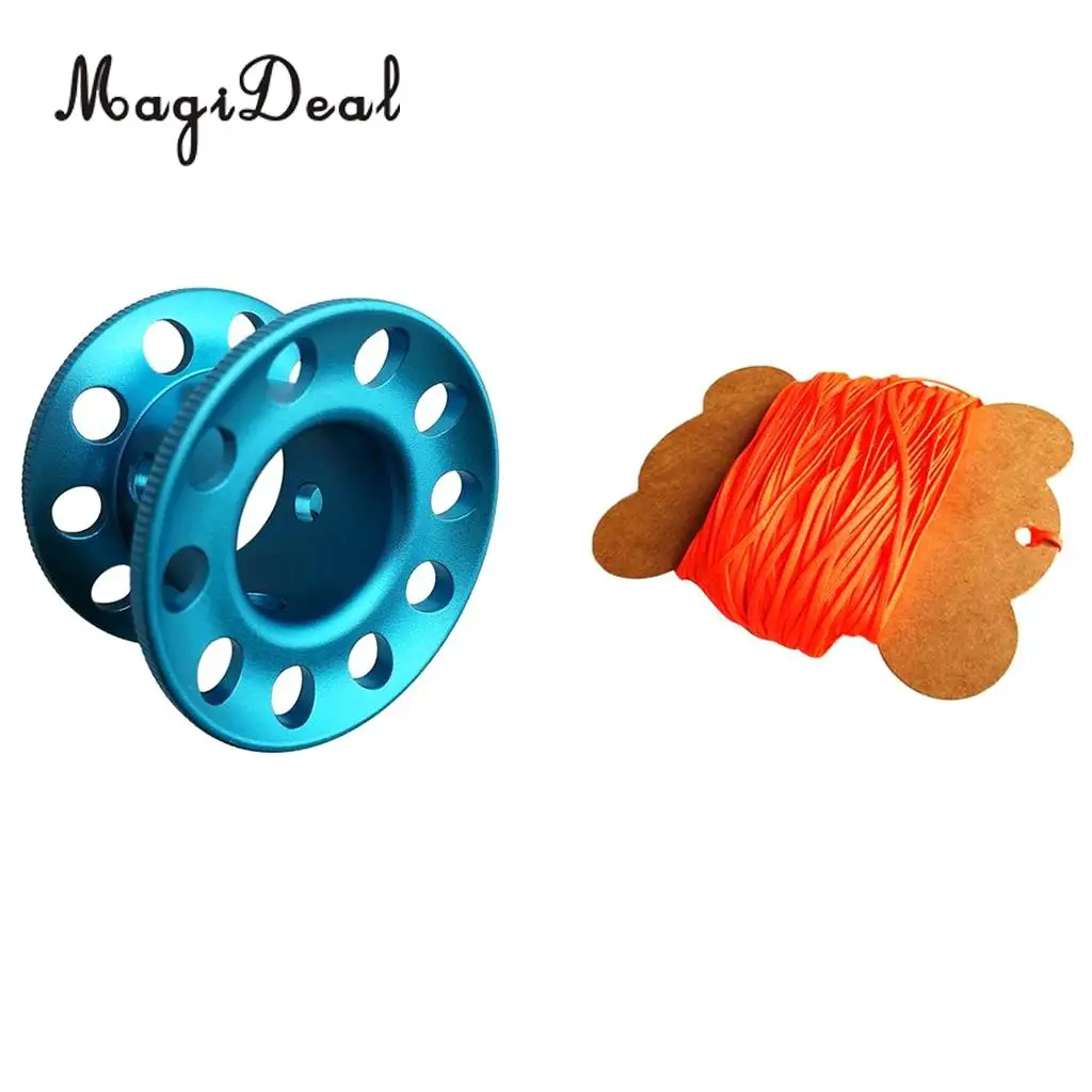 Scuba Diving Finger Spool Reel + 2mm 50m/164ft High Visibility Strong Strength Flat Dive Guide Line Snorkeling Diver Accessories