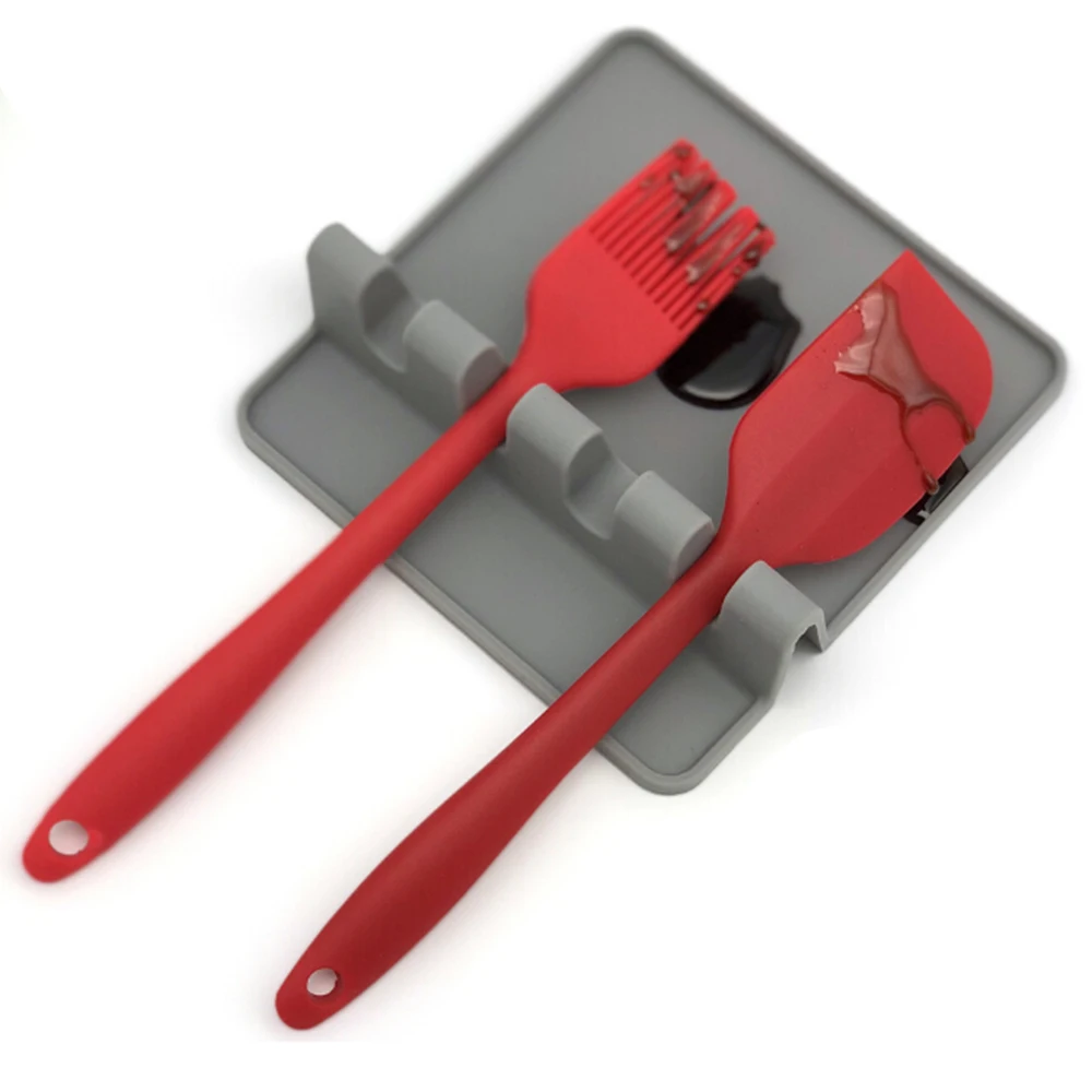 Quality Silicone Kitchen Spoon Rest Heat Resistant Mat Spoon Fork Knife