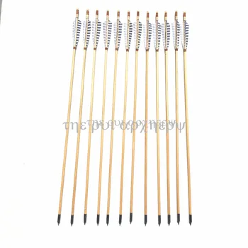 

6/12/24pcs Premium Wooden Arrows with Turkey Feathers & Stainless Steel Field Points For Recurve/Compound or Long Bow
