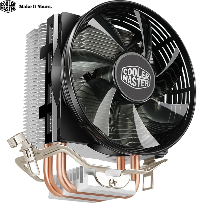 Кулер Cooler Master RR-T2V1-20FK, 2 тепловые трубки, кулер для процессора Intel 775, 115X, AMD AM4, T20, радиатор для процессора, 95,5 мм, тихий охлаждающий светодиодный вентилятор