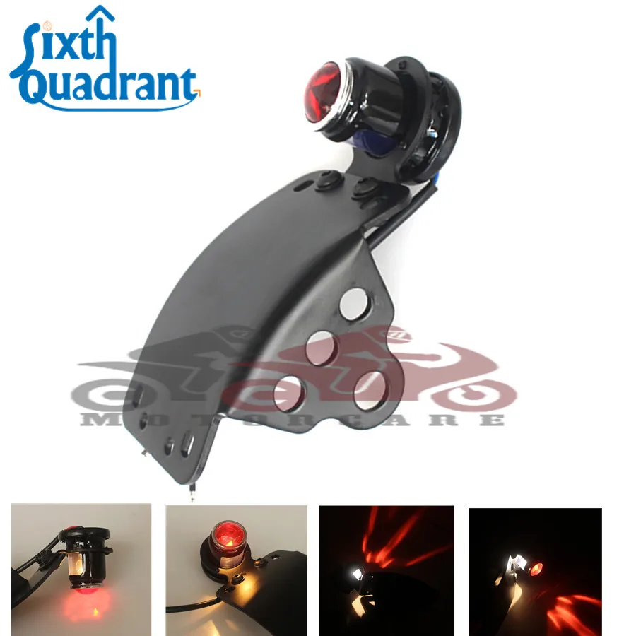 

Motorcycle Ruby Style Round Side Axle Mount License Plate Brake Tail Light Bracket for Harley Choppers,Cafe Racer,All Motorcycle