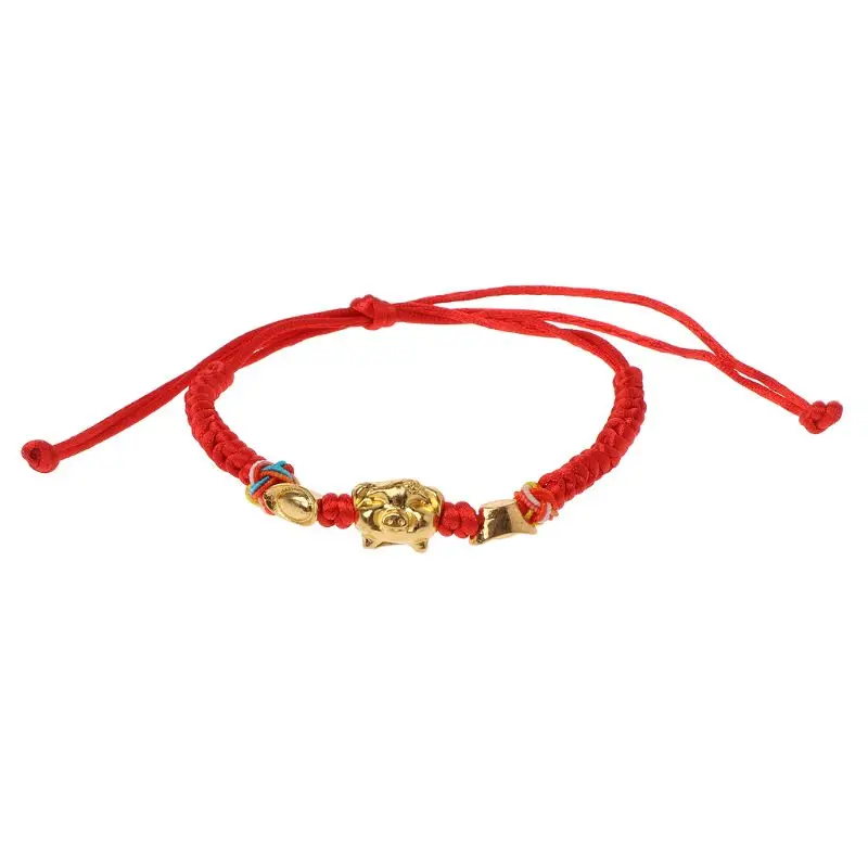 Cotton Red string - Unisex Lucky Kabbalah String Braided Golden Pig Charm Bracelets Fashion Jewelry | Украшения и аксессуары