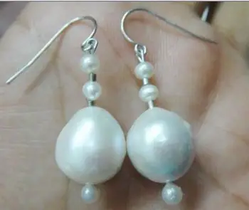 

PAIR OF 14X12MM ENORMOUS WHITE KASUMI FW BAROQUE NUCLEAR PEARL EARRING