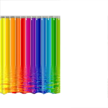 

Colorful Rainbow Stripes Pattern Bathroom Curtain Decor Waterproof Polyester Eco-Friendly Shower Curtains 150*180cm & 180*180cm