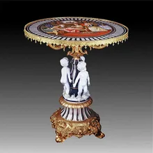 Luxury European Style Hand Painting Bronze and Porcelain Table Dining Room Ceramic Round Table Home Decor