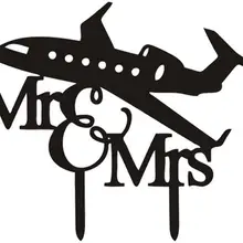 100 шт./лот Творческий Mr and Mrs плоскости дизайн акриловые свадебные вставленные карты Свадебный торт Топпер украшения для торта для вечеринки