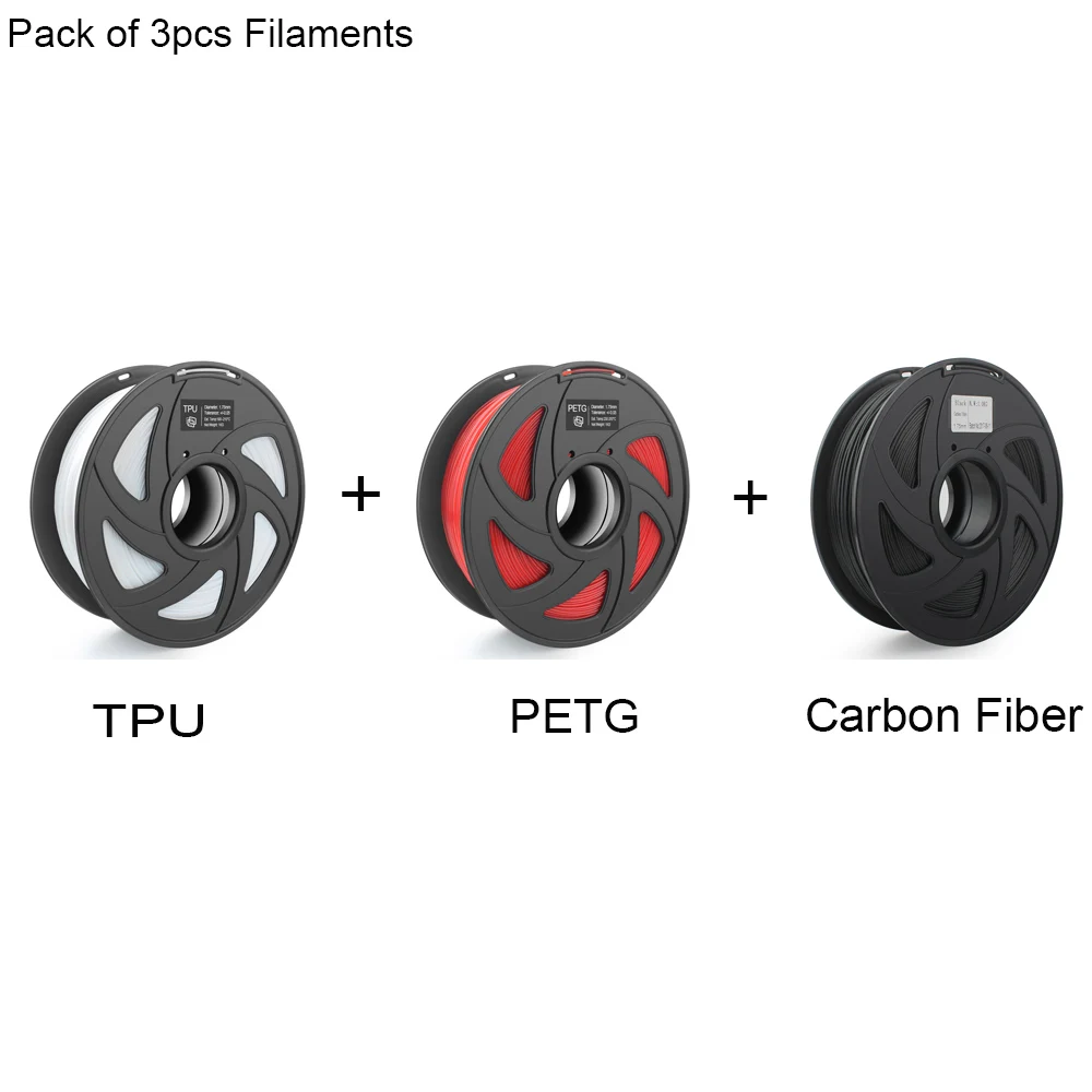 CREOZONE(упаковка из 3) Премиум 3D пластиковая нить для 3d принтера 3D Ручка 1,75 мм нить PLA/ABS/PETG/TPU/нейлон/карнон волокно/дерево - Цвет: TPU-PETG-CarbonFiber