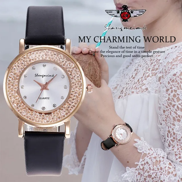 Fashion Women Leather Diamond Watch Female Crystal Stainless Steel Wrist Watch L Fashion Women Leather Diamond Watch Female Crystal Stainless Steel Wrist Watch L