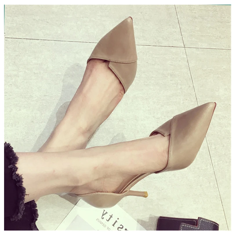 

New Women Sexy Party Patent Leather Sheepskin High Heels Ankle Strap White Pumps Women Pointed Toe Shoes