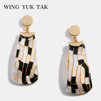 

wing yuk tak New Fashion Korean Earrings For Women Hyperbole Geometric Acrylic Drop Earrings Ethnic Jewelry Wholesale