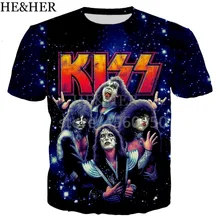 Rock KIss band, мужские рубашки, 3D принт, футболки, забавные модные летние рубашки, крутая рубашка для мужчин и женщин, унисекс, повседневный Топ
