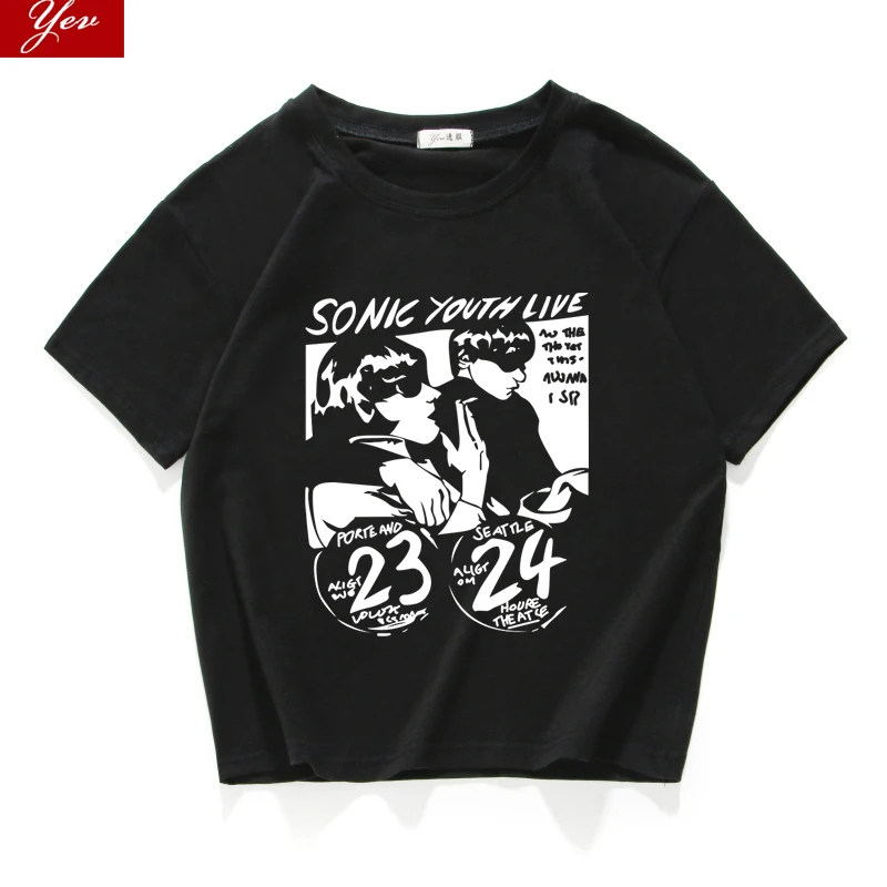 

sonic youth Alternative Pop/Rock tee shirt femme Cotton streetwear t shirt women short tops hipster crop top women clothes 2019
