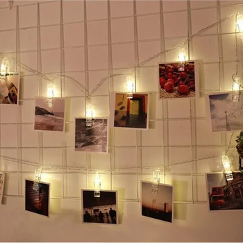 

5M 40 LEDs Card Picture Photo Clips Pegs Bright String Light Wedding Party Valentine's Day Decoration