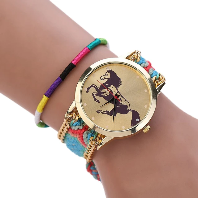 Practical woman National Wind Weave DIY Pentium horse Bracelet Watch 1