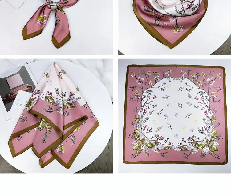 Дизайнерский квадратный шелковый шарф для дам, модный набивной головной платок, шейный платок 70*70 см, косичка, шарф, шейный платок, шарфы