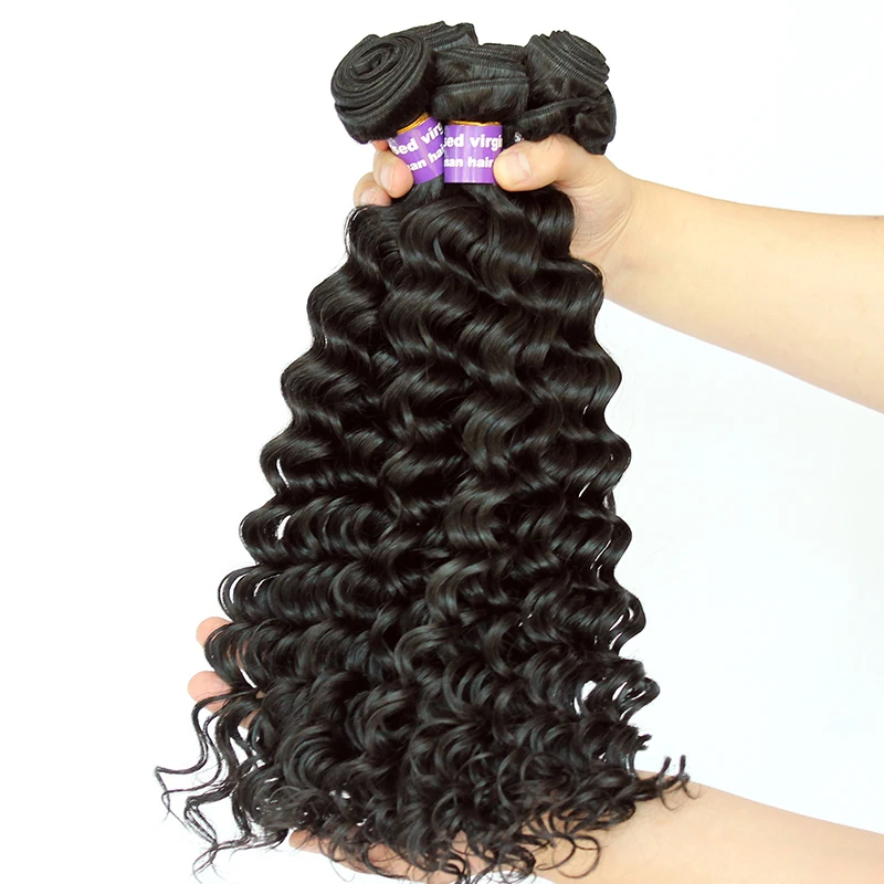 

Deep Wave Brazilian Hair Weave bundles Remy Human Hair Weaving 3 Bundle Deals Natural Black Cara Hair Extensions