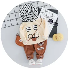 Одежда для малышей полосатый топ с капюшоном+ вельветовые штаны для мальчиков и девочек, костюм г. Модная хлопковая детская одежда мой первый Рождественский мальчик