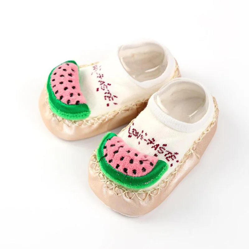 Милый фруктовая кукла детские носки для малышей с рисунком на нескользящей мягкой подошве ноги Носки - Цвет: Watermelon