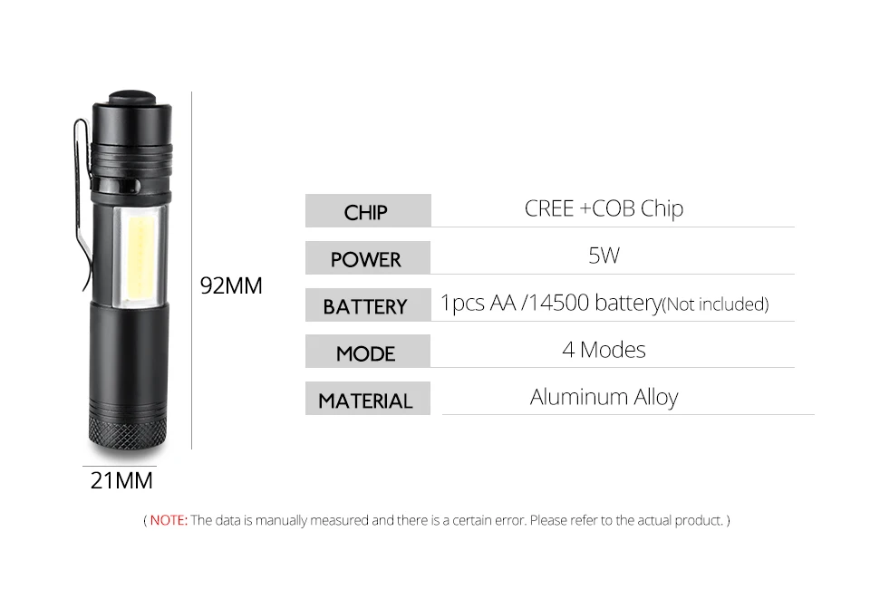 Q5+COB LED Flashlight Powerful LED Torch Flashlight Lanterna (2)